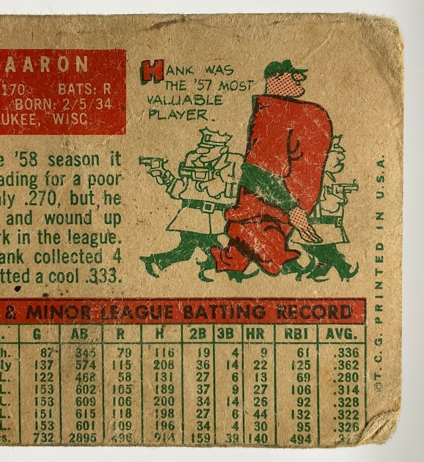Hank Aaron 1959 Topps #380 Milwaukee Braves PR