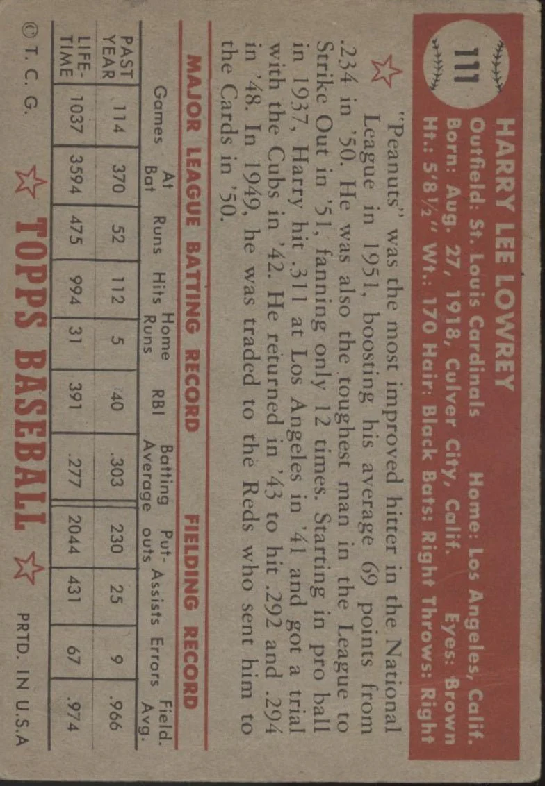1010-harry-lowrey-1952-topps-111-st.-louis-cardinals-vg-2.webp Harry Lowrey 1952 Topps #111 St. Louis Cardinals VG