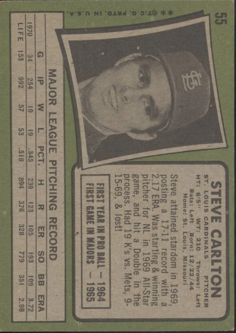 1036-steve-carlton-1971-topps-55-st.-louis-cardinals-vg-ex-1-2.webp Steve Carlton 1971 Topps #55 St. Louis Cardinals VG-EX #1