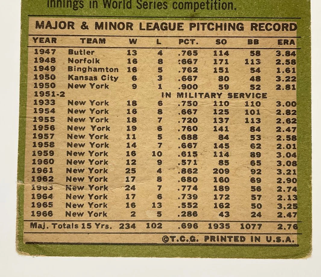 Whitey Ford 1967 Topps #5 New York Yankees VG