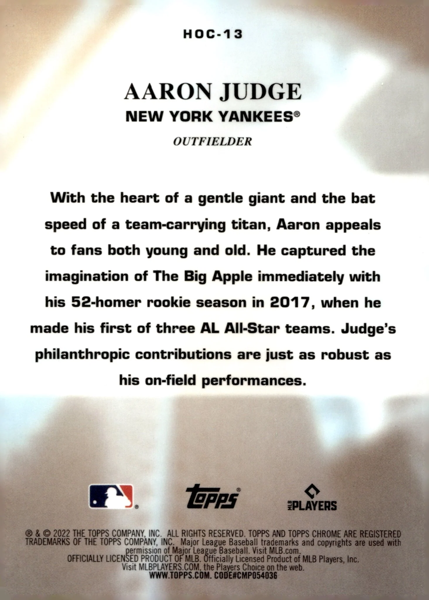 Aaron Judge 2022 Topps Chrome Heart of the City Refractor #HOC-13 #1