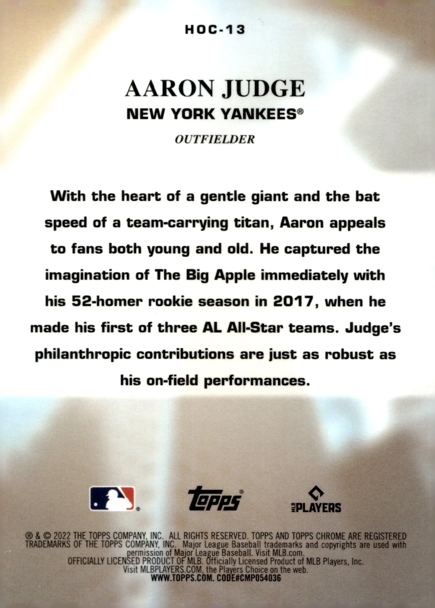 Aaron Judge 2022 Topps Chrome Heart of the City Refractor #HOC-13 #2