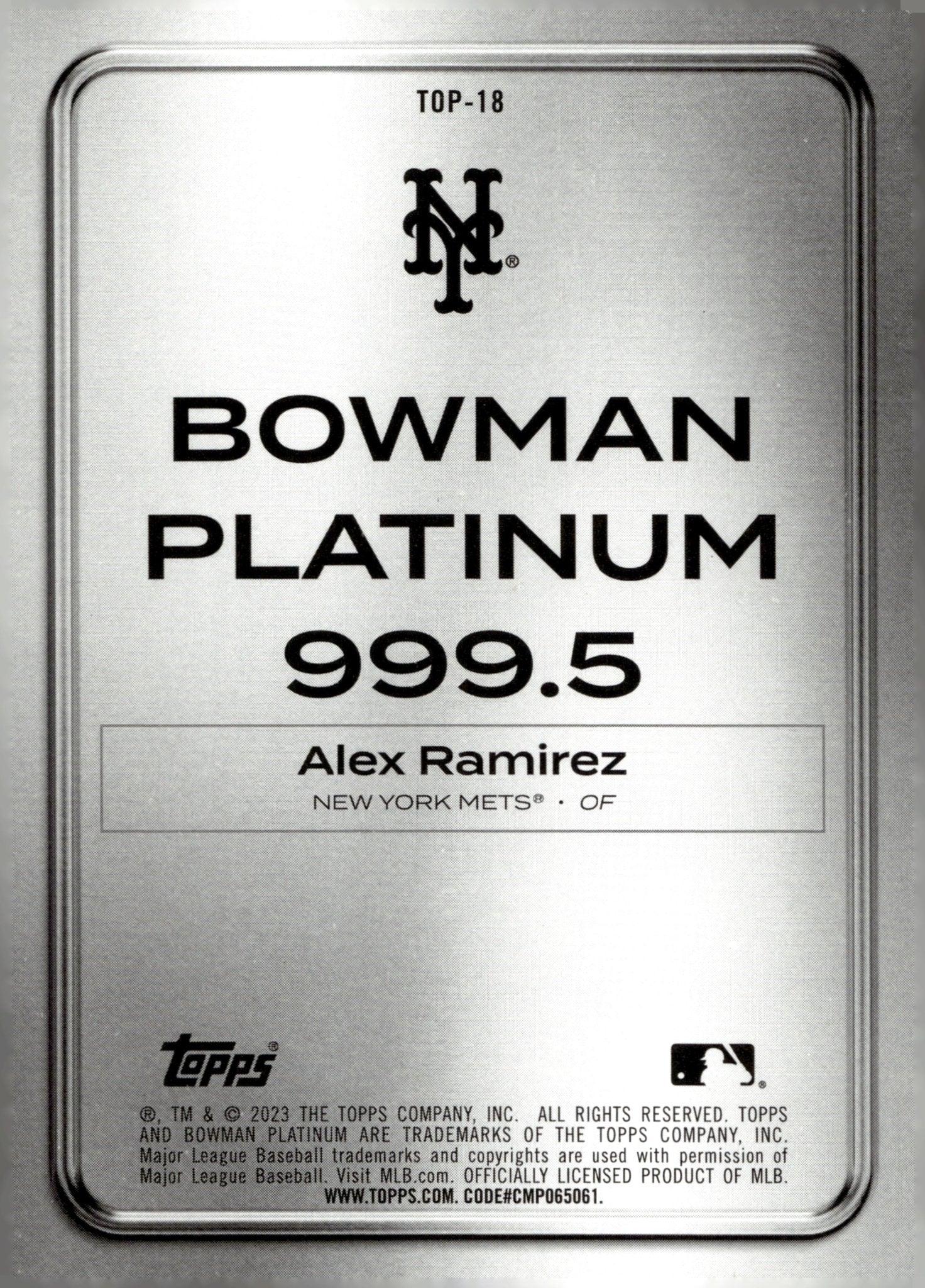 Alex Ramirez 2023 Bowman Platinum 08/75 #TOP-18