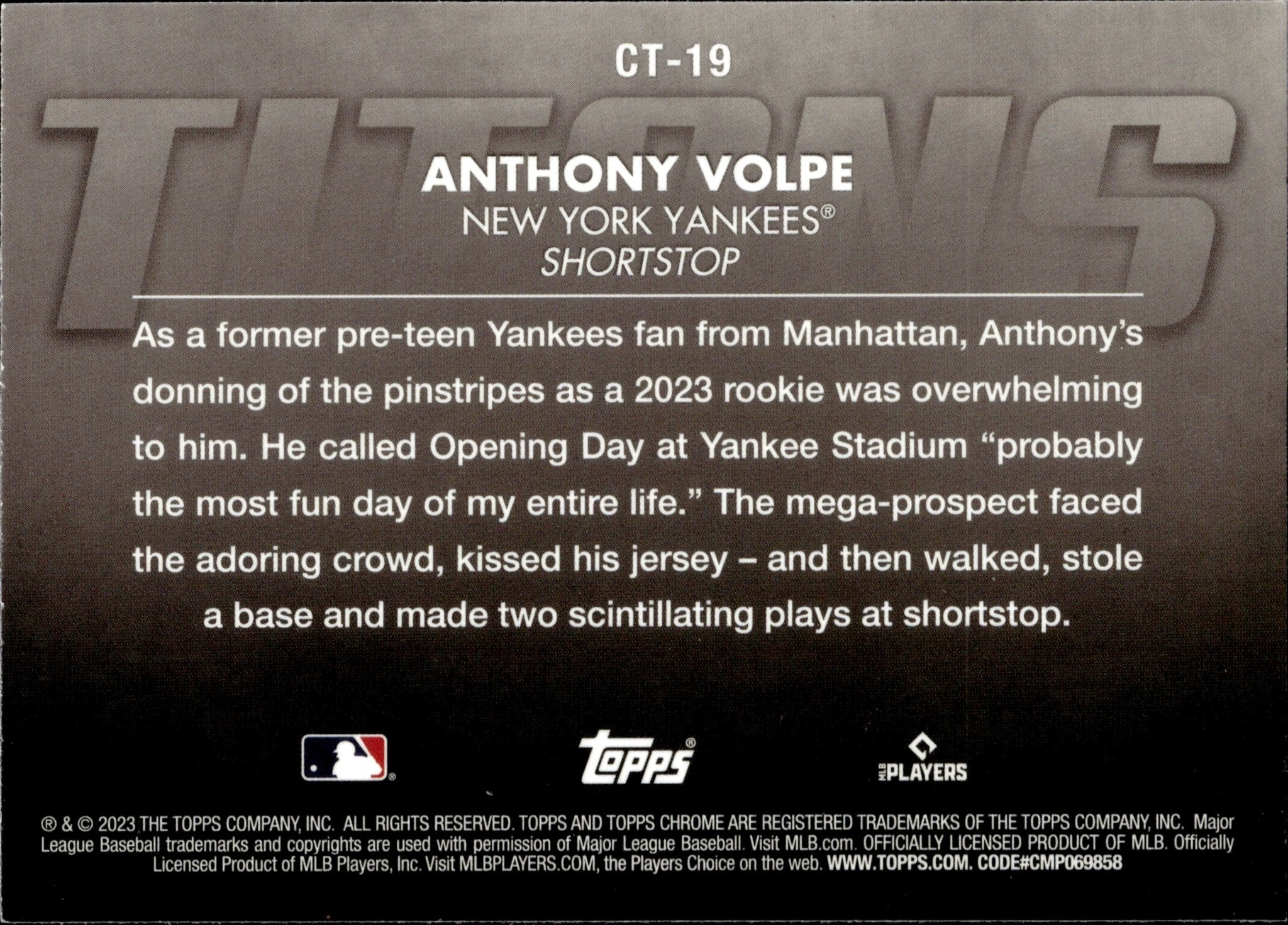 Anthony Volpe 2023 Topps Chrome Titans #CT-19