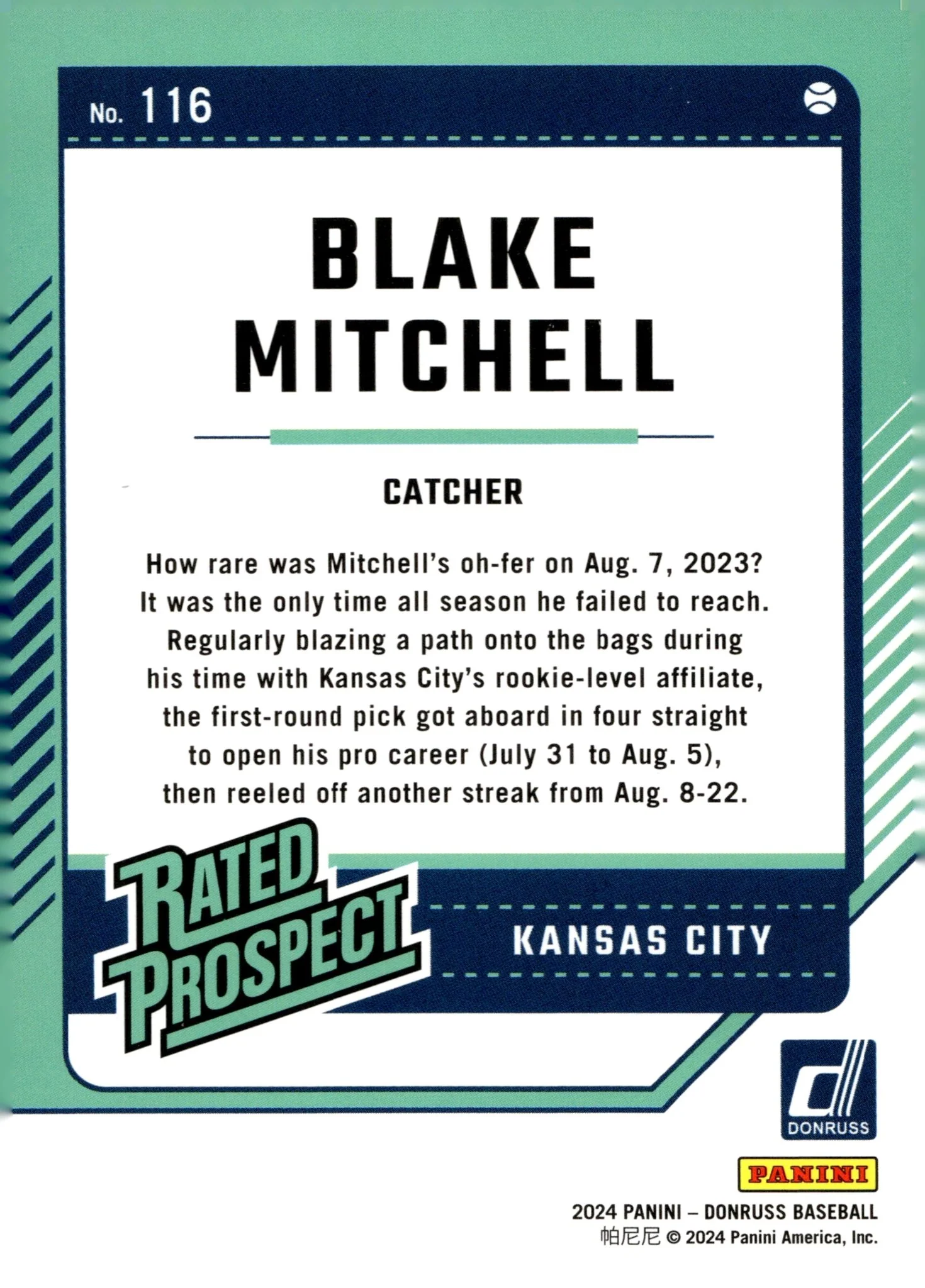 Blake Mitchell 2024 Panini Donruss Rated Prospect Fire Foil 17/75 #116