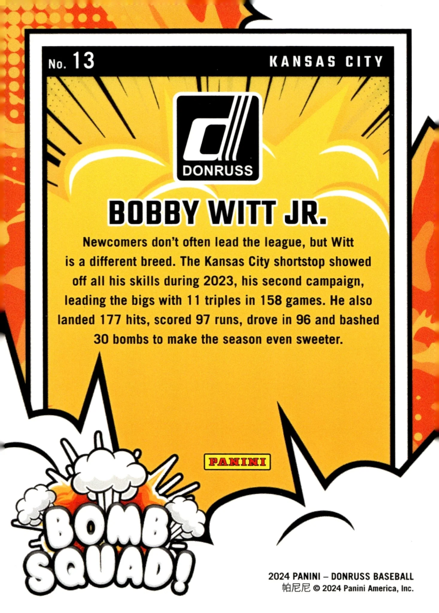 Bobby Witt Jr. 2024 Panini Donruss Bomb Squad! #13 #1