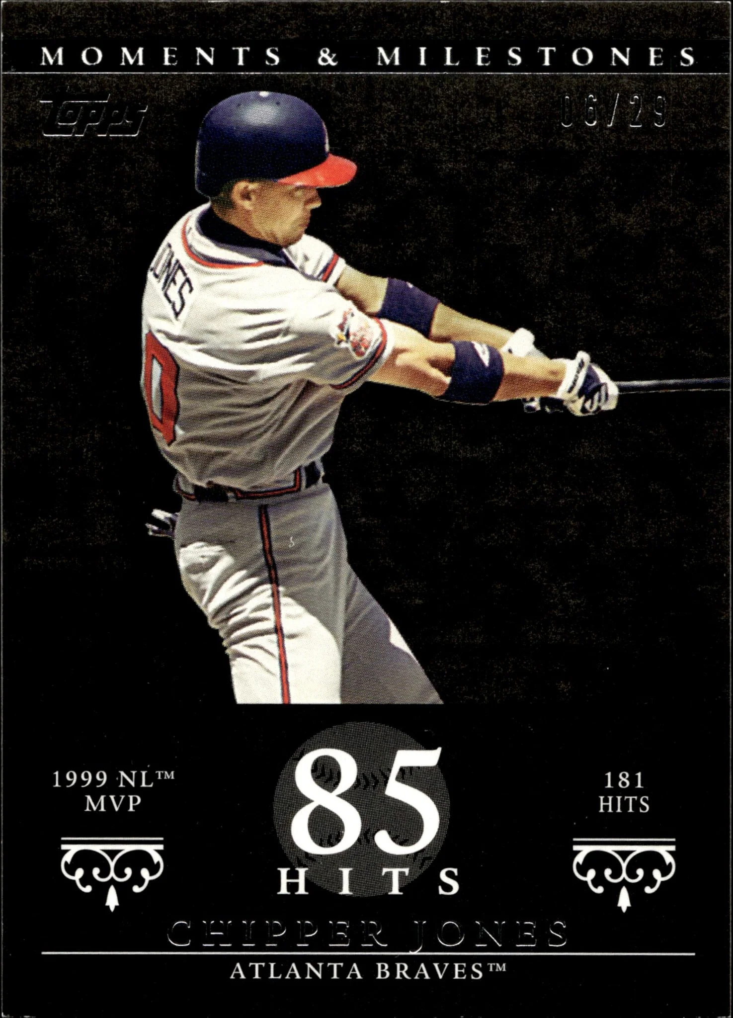 Chipper Jones 2007 Topps Moments & Milestones 85 Hits 06/29 #23