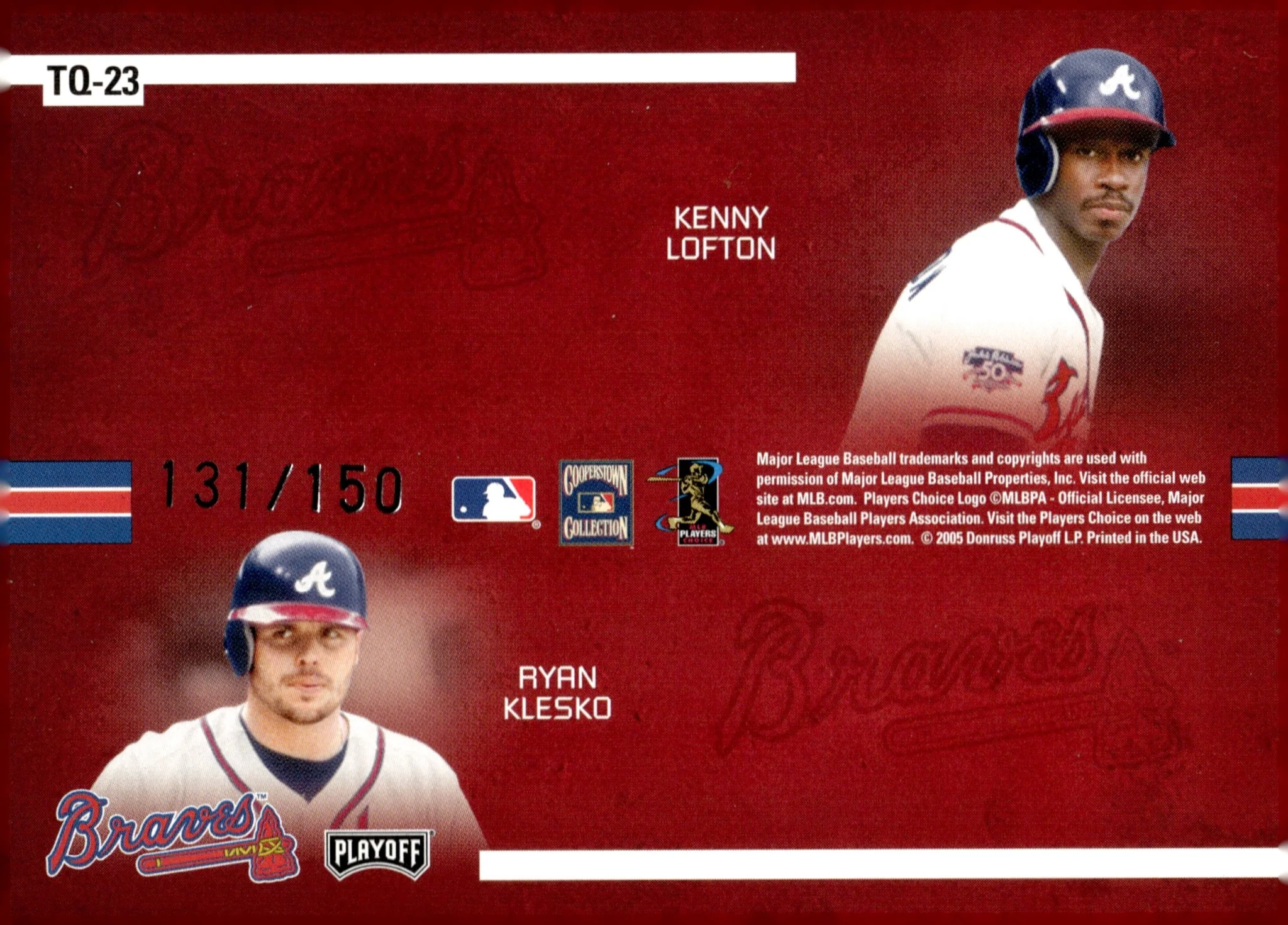 Murphy / Jones / Lofton / Klesko 2005 Absolute Memorabilia Team Quads 131/150