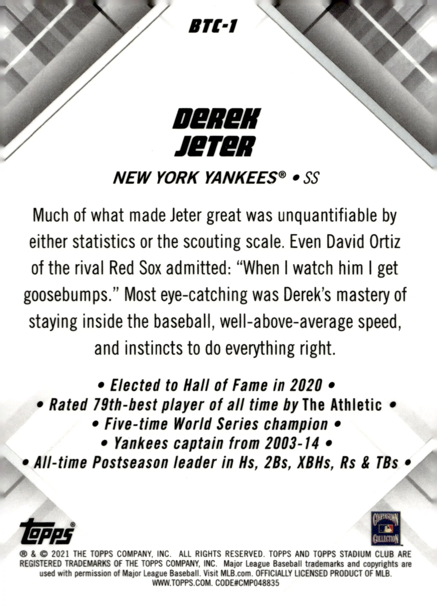 Derek Jeter 2021 Topps Stadium Club Chrome Beam Team Wave Refractor #BTC-1
