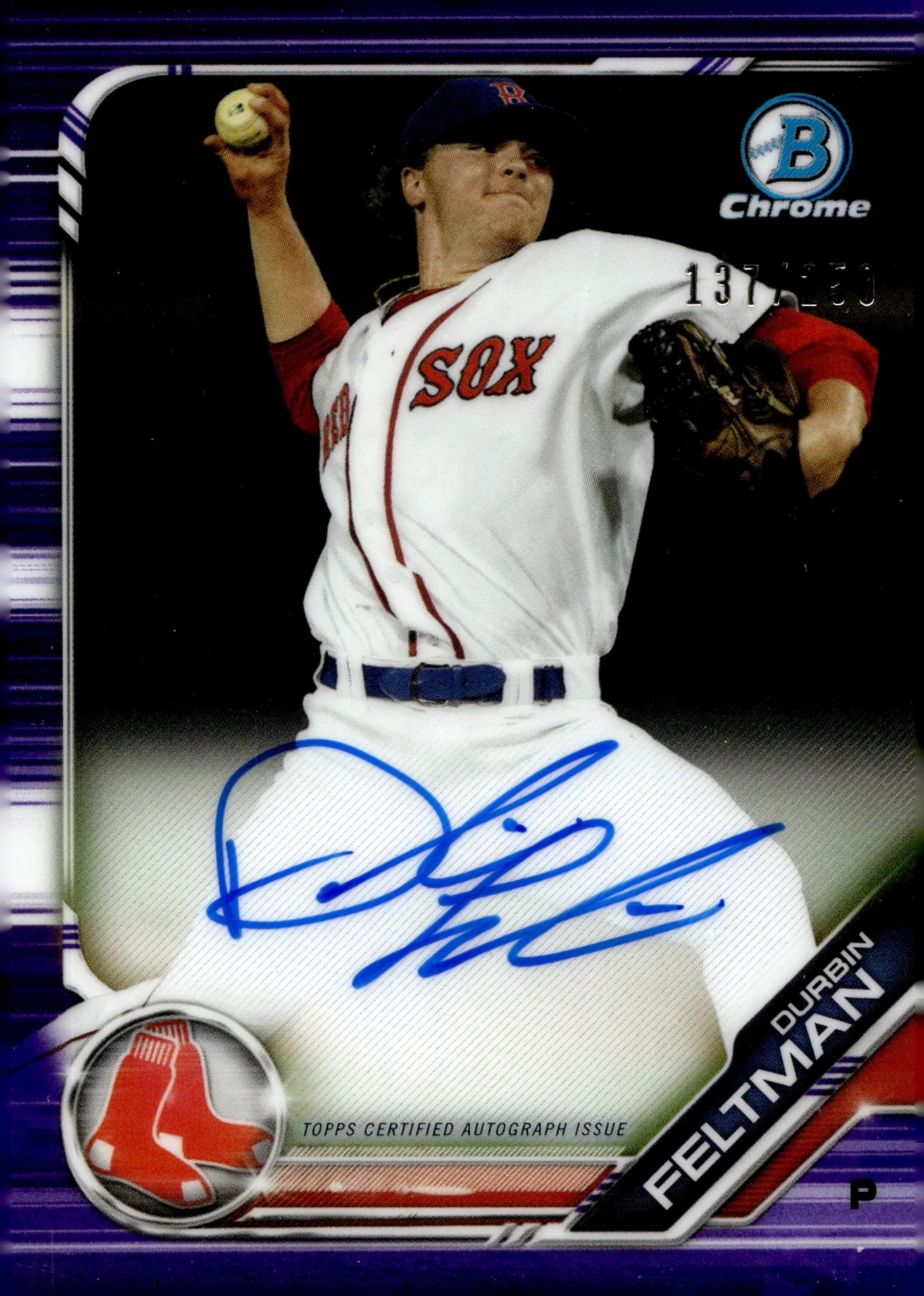 Durbin Feltman 2019 Bowman Chrome Purple Refractor Auto 137/250 #CPA-DF
