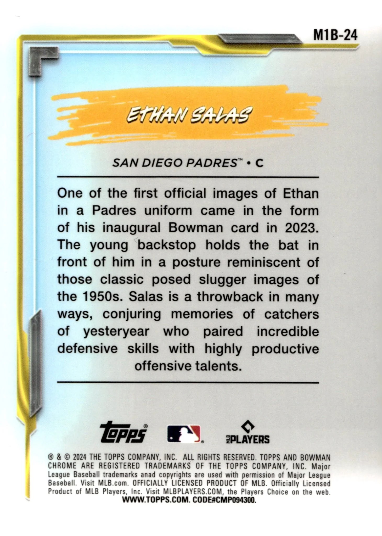 Ethan Salas 2024 Bowman Chrome My 1st Bowman Mojo Refractor #M1B-24 #2
