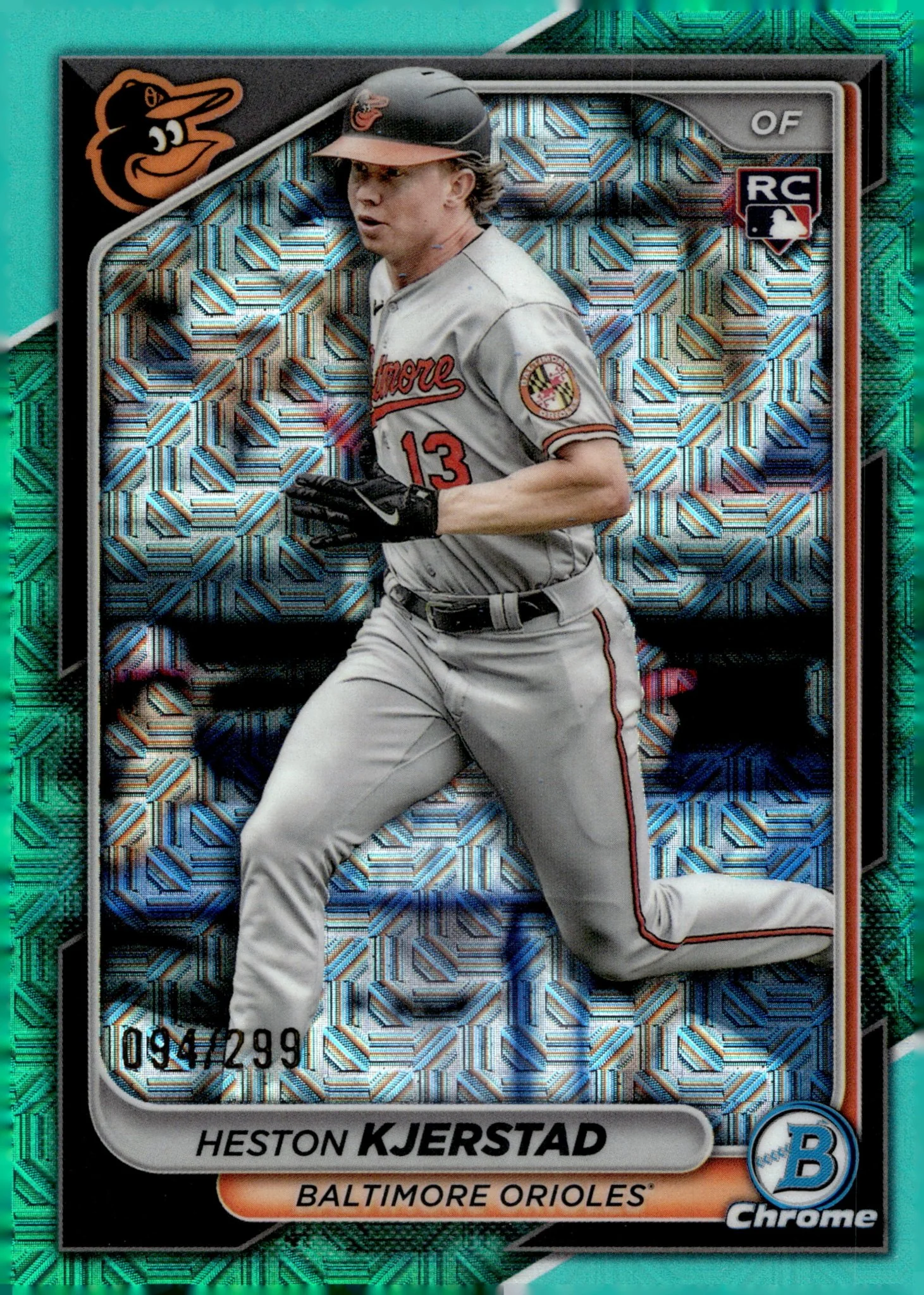 Heston Kjerstad 2024 Bowman Chrome Aqua Mojo Refractor RC 094/299 #44