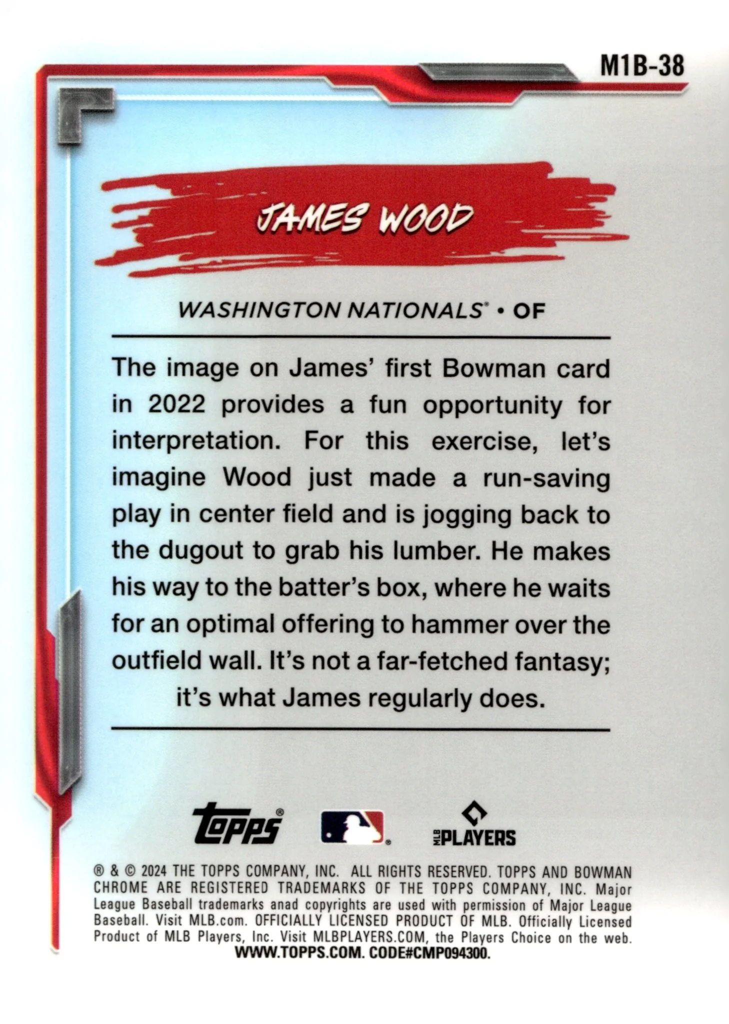James Wood 2024 Bowman Chrome My 1st Bowman Mojo Refractor #M1B-38