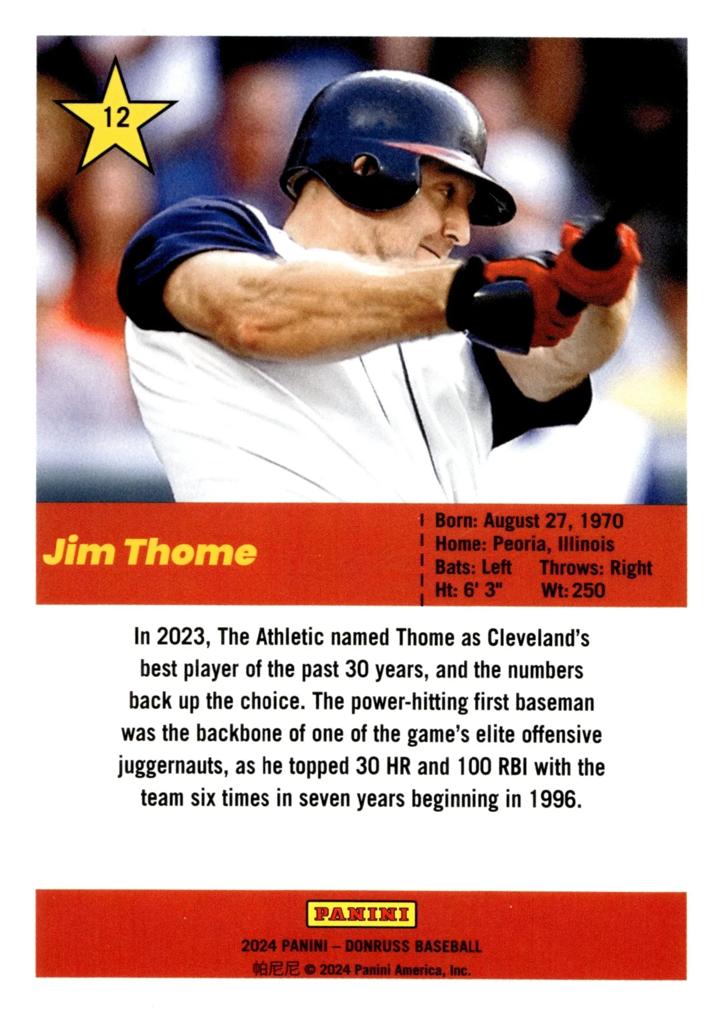 Jim Thome 2024 Panini Donruss Red 38/99 #12