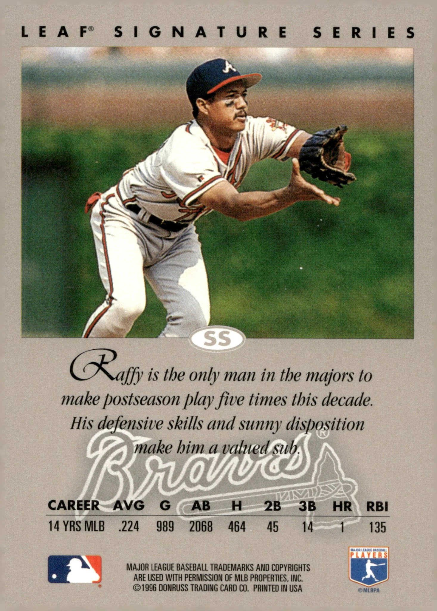 Rafael Belliard 1996 Leaf Signature Series Auto