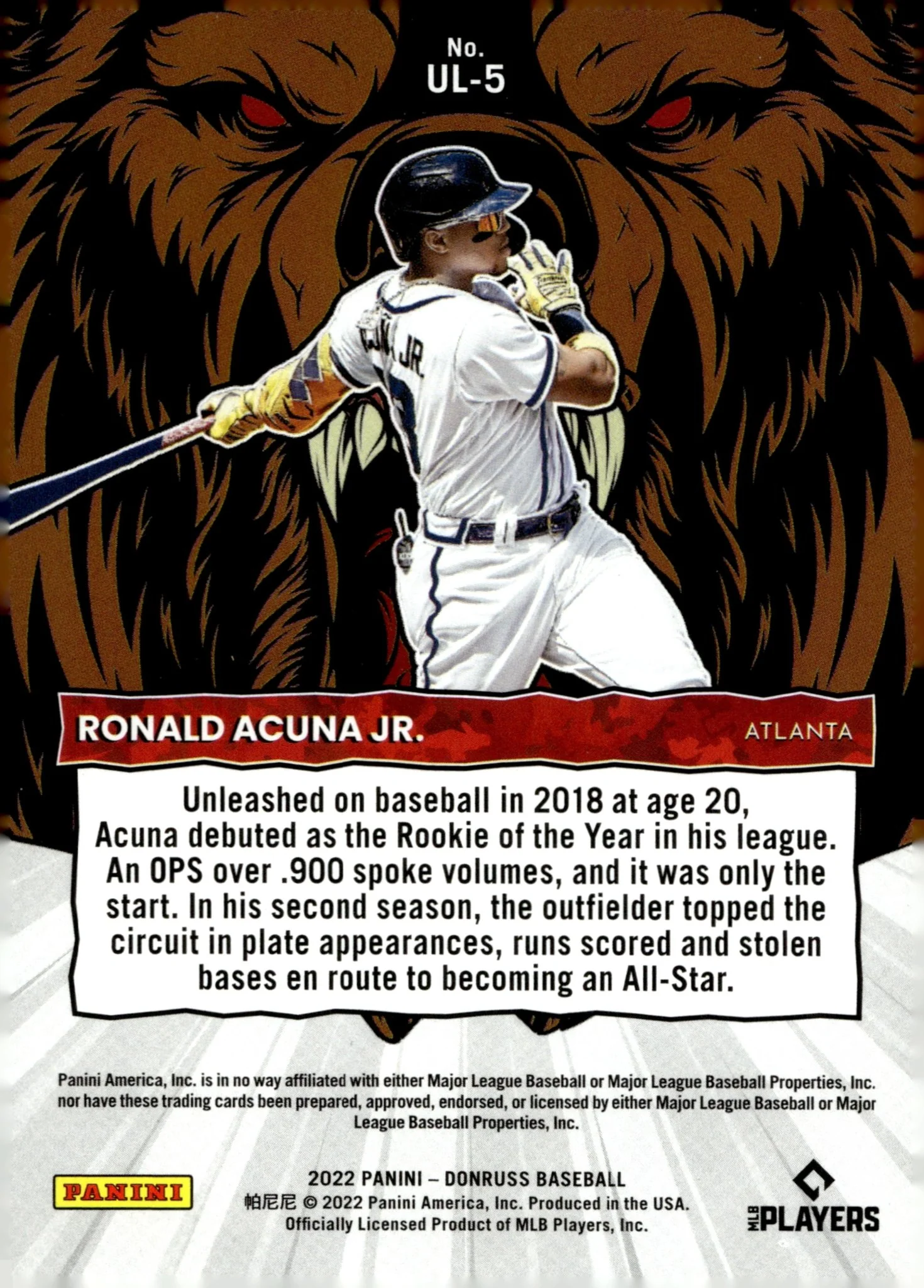 Ronald Acuna Jr. 2022 Panini Donruss Unleashed #UL-5