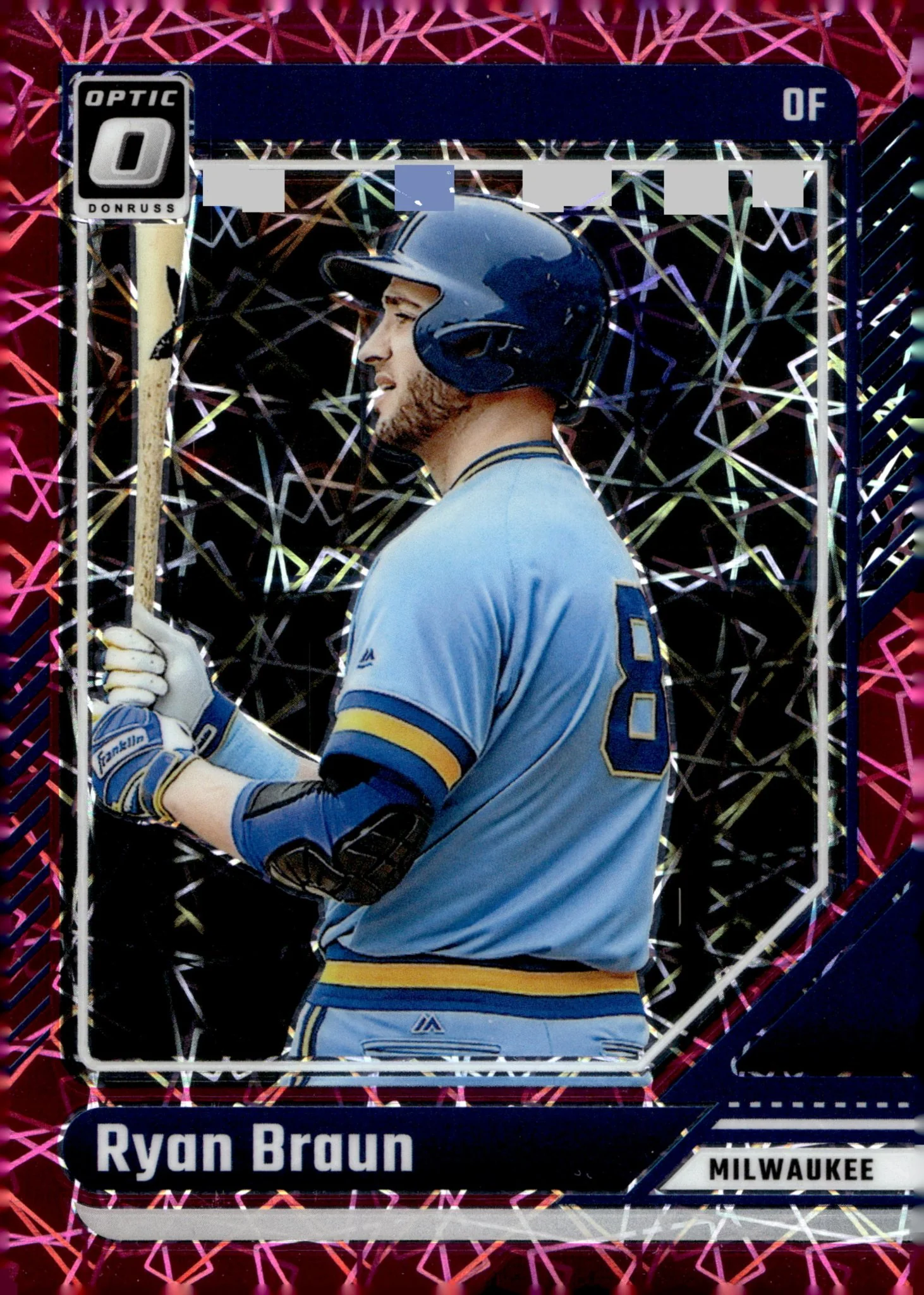Ryan Braun 2024 Panini Donrus sOptic Pink Lazer Prizm 44/73 #86