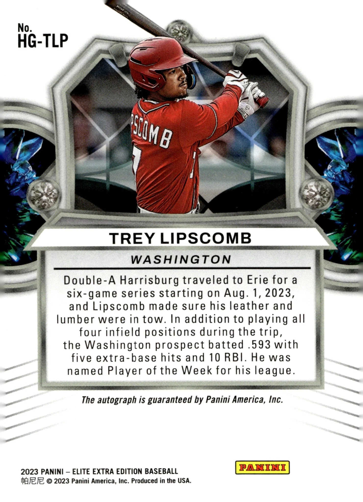 Trey Lipscomb 2023 Panini Elite Extra Hidden Gems Auto #HG-TLP