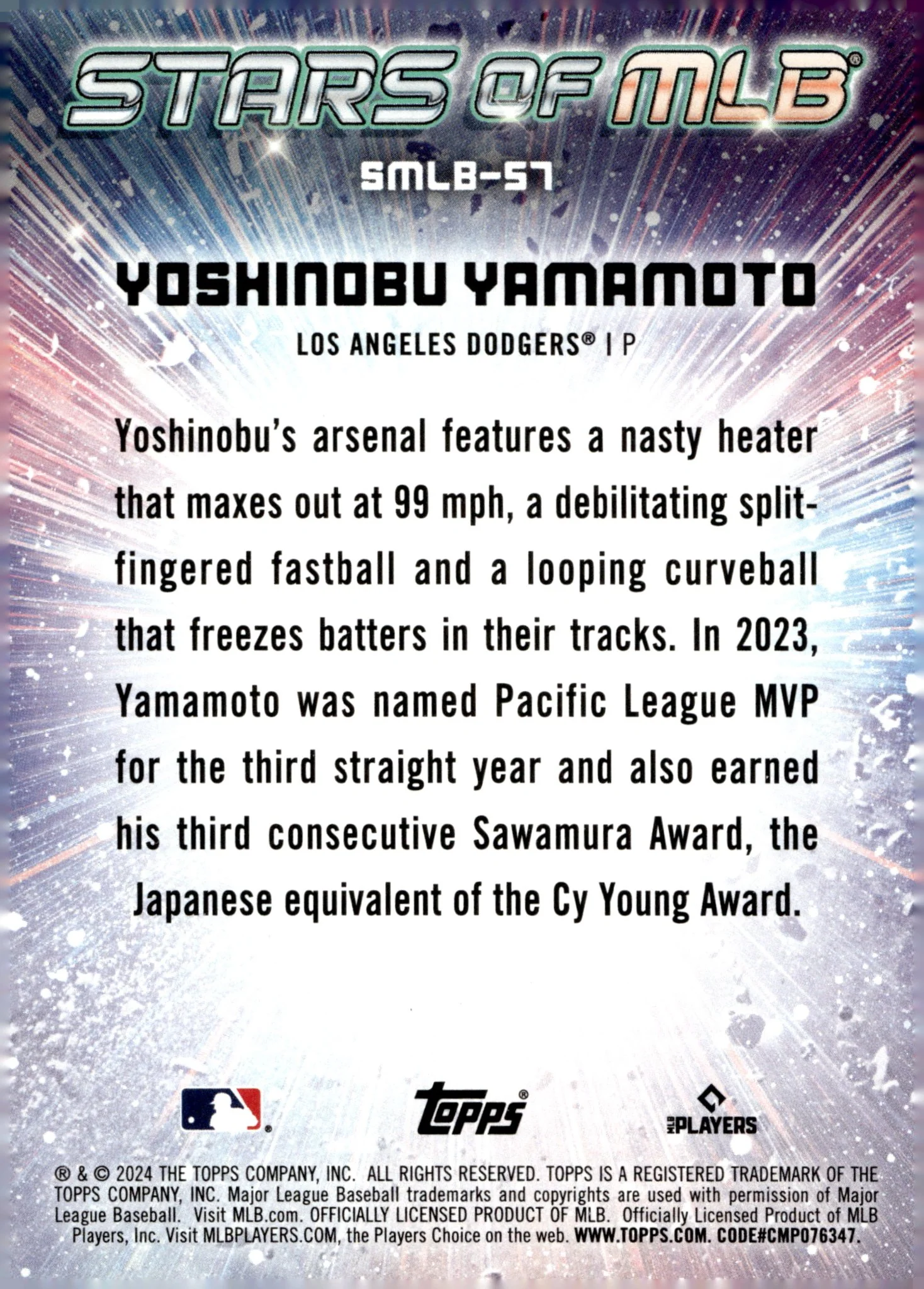 Yoshinobu Yamamoto 2024 Topps Series 2 Stars of MLB Foil RC #SMLB-57 #1