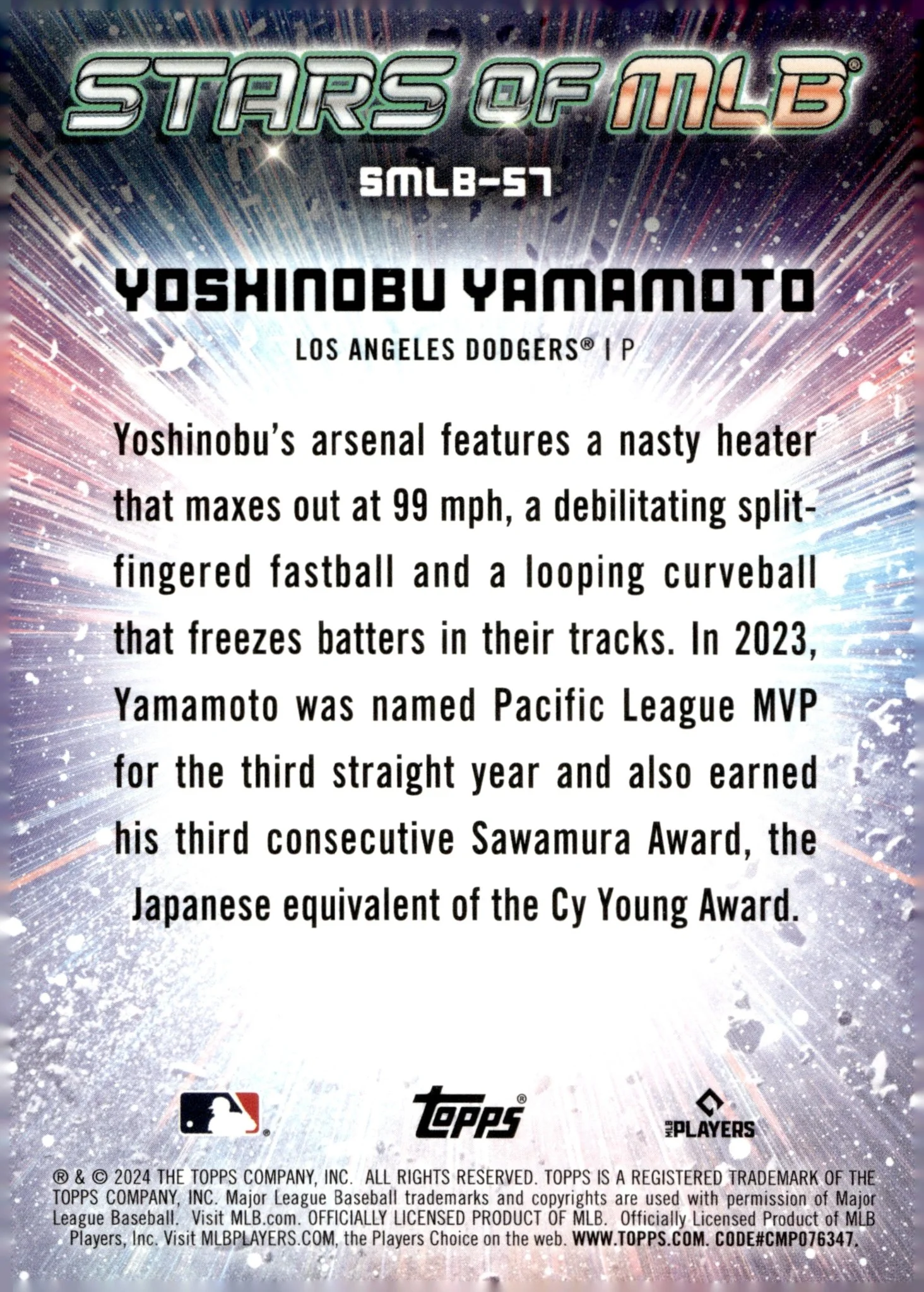 Yoshinobu Yamamoto 2024 Topps Series 2 Stars of MLB Foil RC #SMLB-57 #2