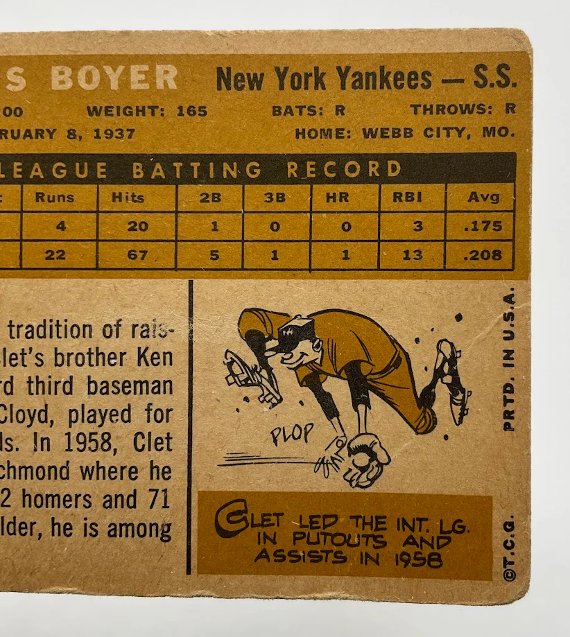 1239-cletis-boyer-1960-topps-109-new-york-yankees-gd-5.webp Cletis Boyer 1960 Topps #109 New York Yankees GD