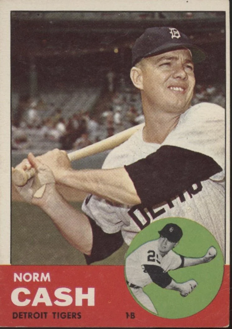 1252-norm-cash-1963-topps-445-detroit-tigers-ex-1.webp Norm Cash 1963 Topps #445 Detroit Tigers EX