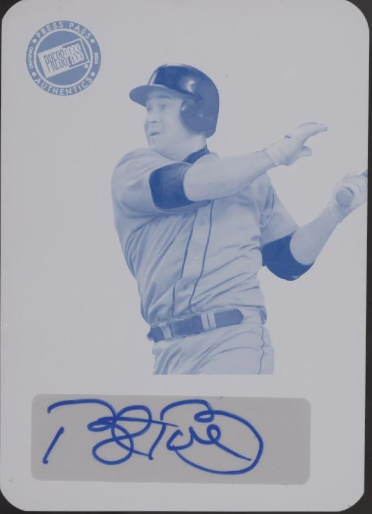 Bret Boone 2024 Leaf Press Pass Premium Cyan Plate Retro Auto 1/1