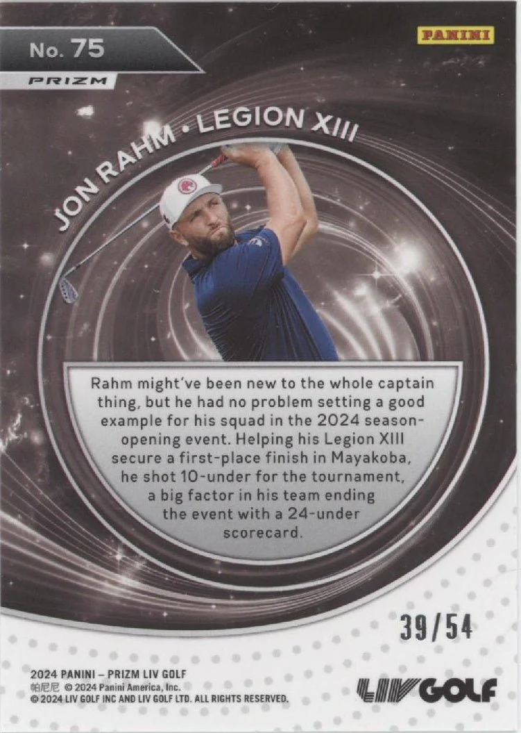 Jon Rahm 2024 Panini Prizm LIV Captains Green Prizm 39/54 #75