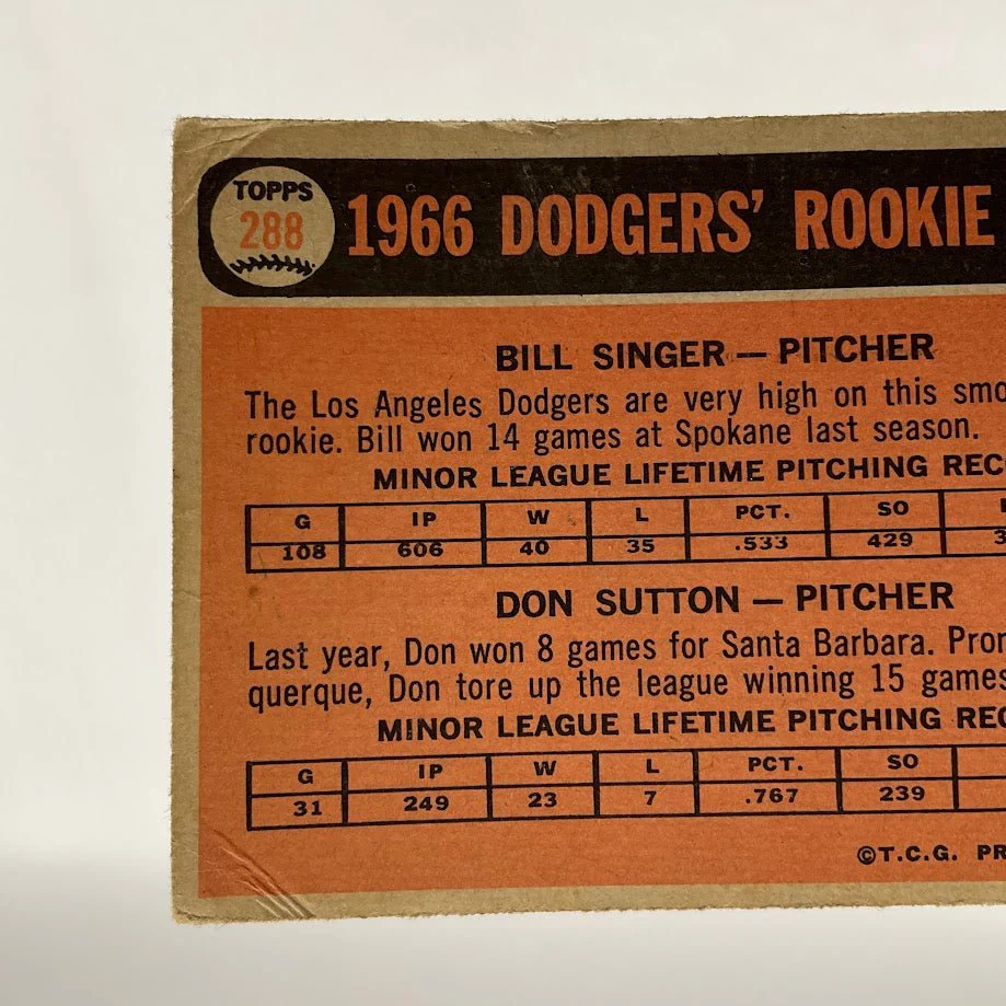 1296-bill-singer-don-sutton-1966-topps-rookie-stars-rc-288-gd-2-6.webp Bill Singer / Don Sutton 1966 Topps Rookie Stars RC #288 GD #2