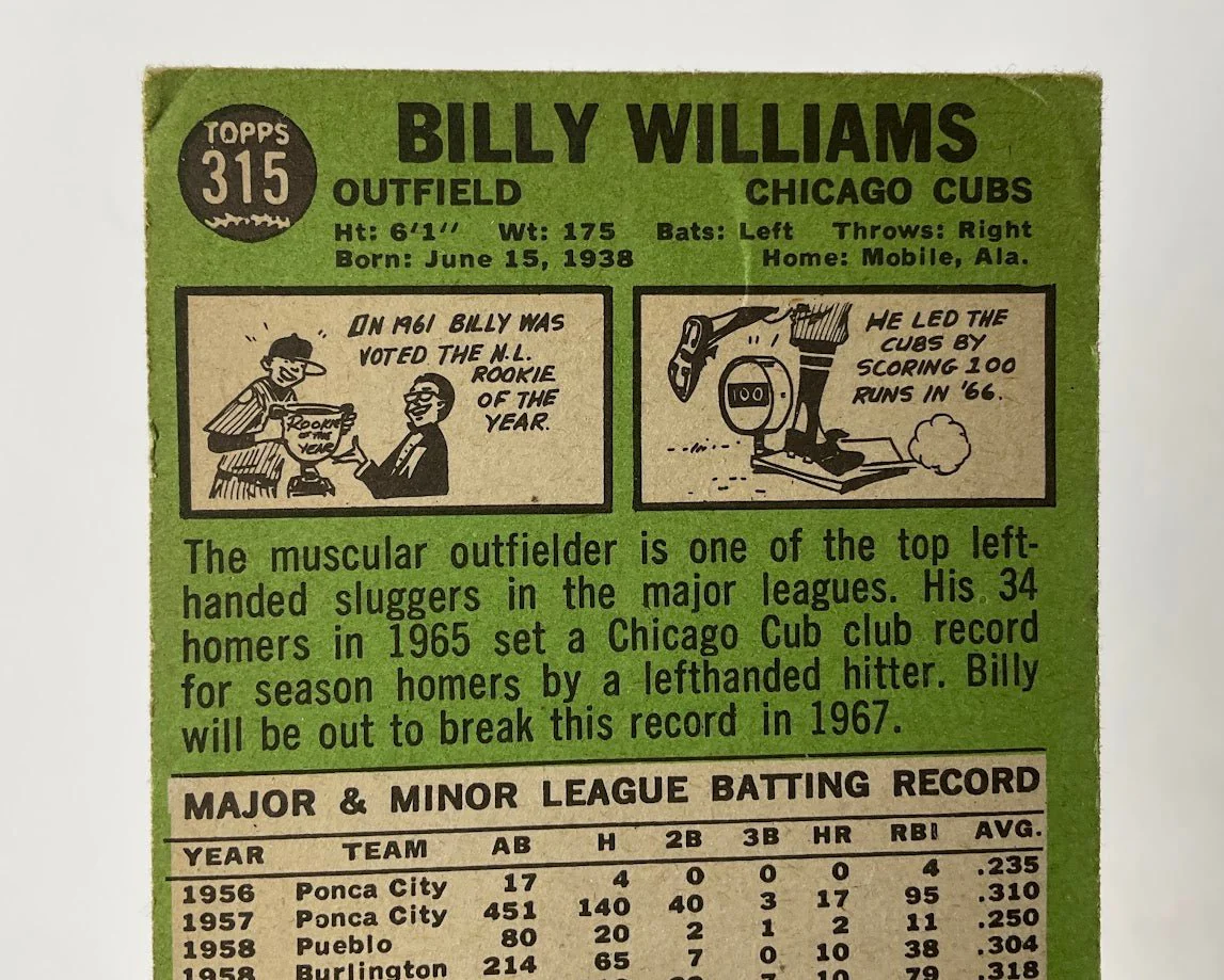 Billy Williams 1967 Topps #315 Chicago Cubs VG