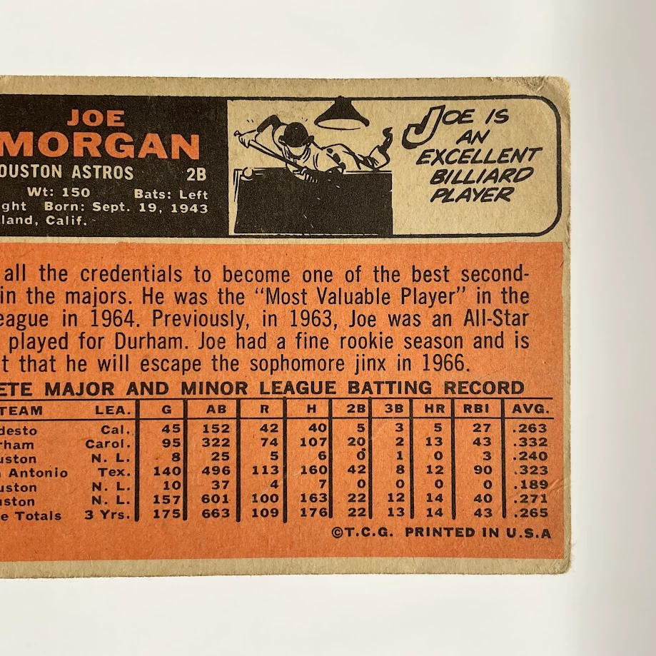 Joe Morgan 1966 Topps #195 Houston Astros PR #2