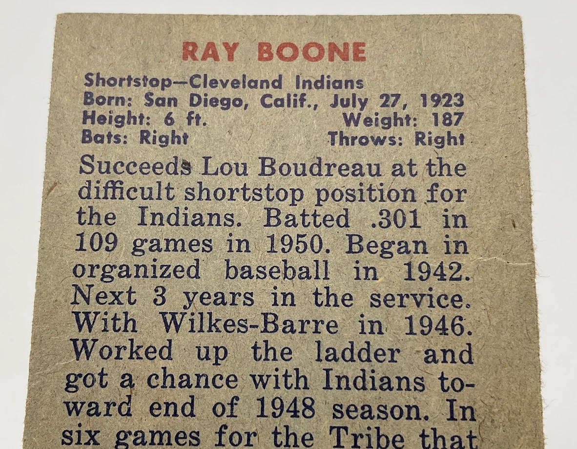Ray Boone 1951 Bowman RC #54 Cleveland Indians VG