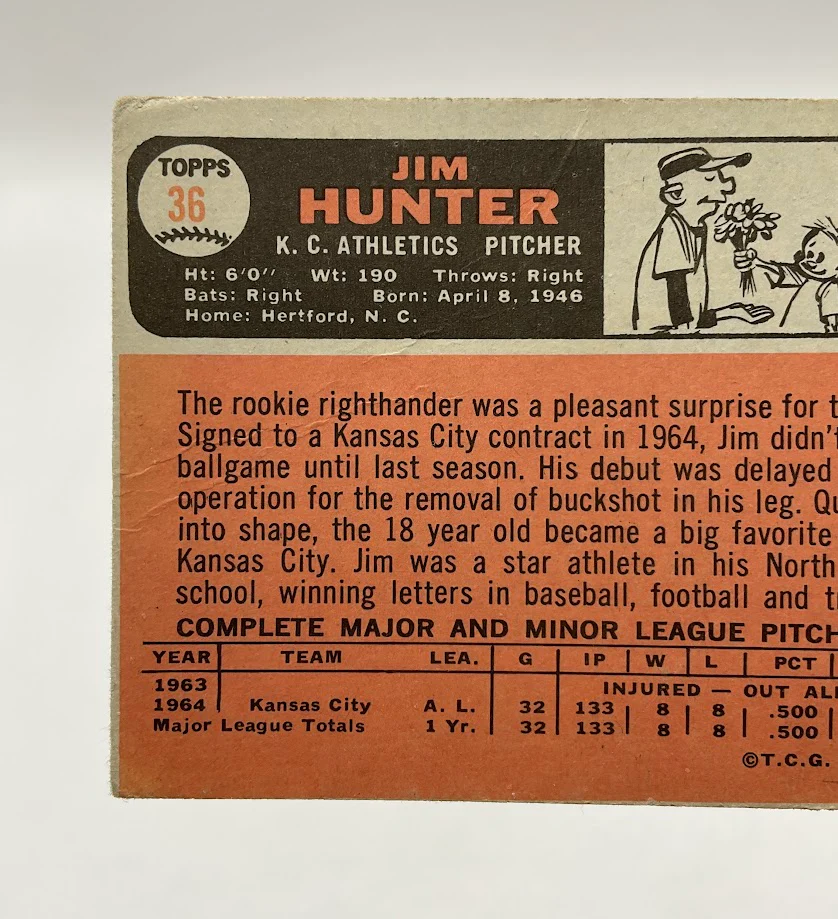 1351-jim-hunter-1966-topps-36-kansas-city-athletics-gd-5.webp Jim Hunter 1966 Topps #36 Kansas City Athletics GD