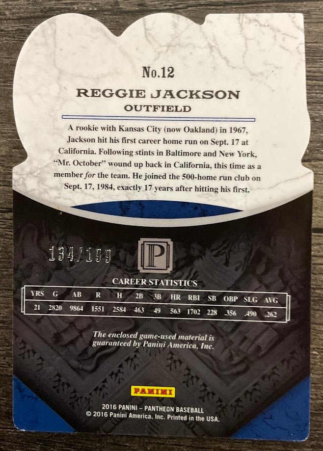 Reggie Jackson 2016 Panini Pantheon 500 Home Run Club 134/199 #12