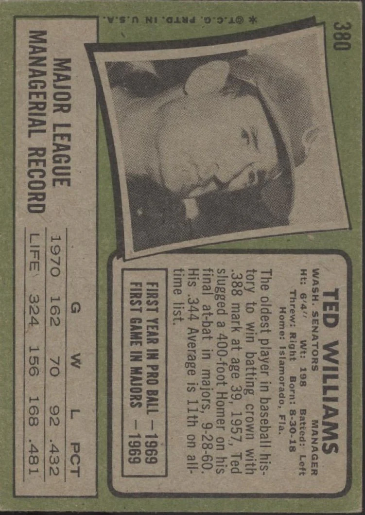 1386-ted-williams-1971-topps-380-washington-senators-vg-2-2.webp Ted Williams 1971 Topps #380 Washington Senators VG #2