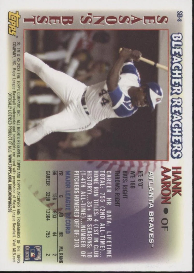 Hank Aaron 2023 Topps Archives Bleacher Reachers Refractor #SB-8