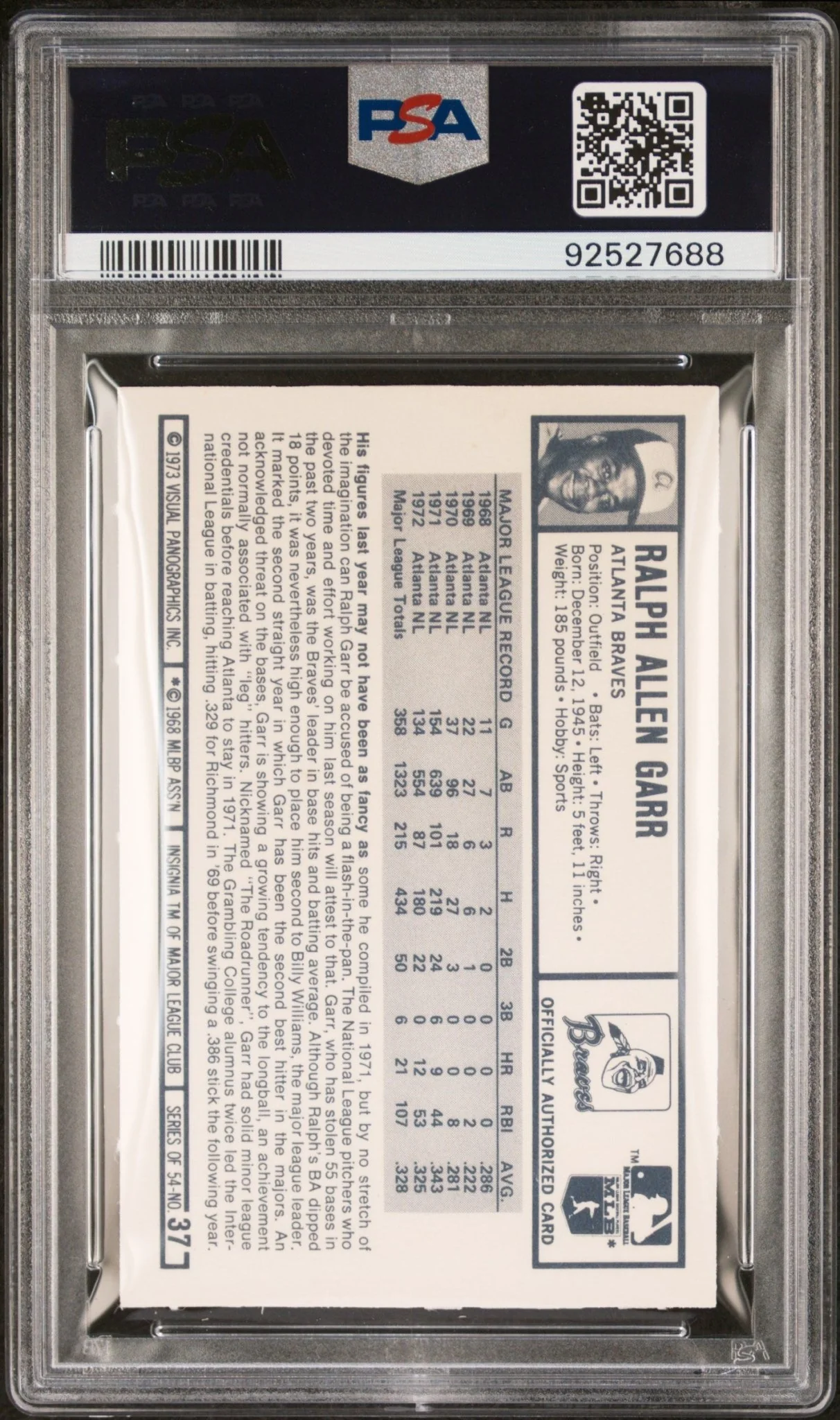 Ralph Garr 1973 Kellogg's #37 PSA 9