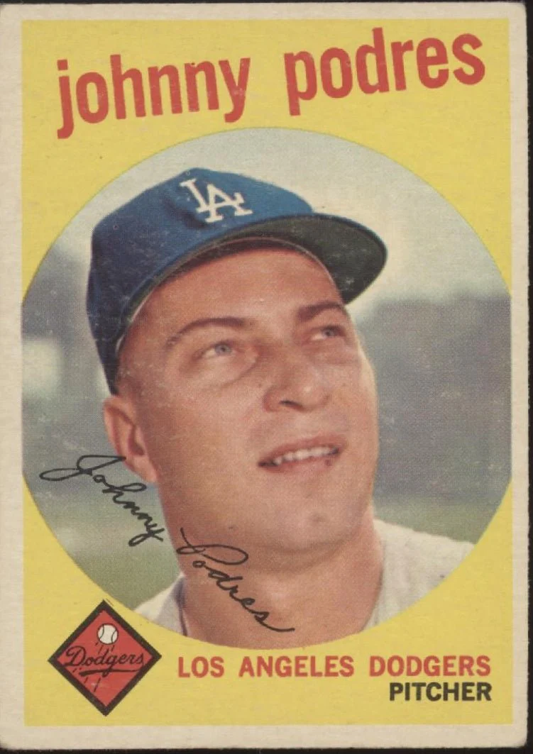 Johnny Podres 1959 Topps #495 Los Angeles Dodgers VG