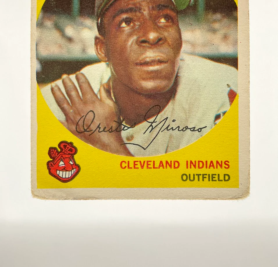 1431-minnie-minoso-1959-topps-80-cleveland-indians-pr-4.webp Minnie Minoso 1959 Topps #80 Cleveland Indians PR