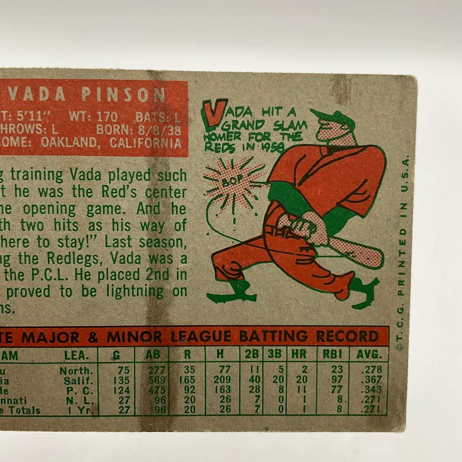 1434-vada-pinson-1959-topps-448-cincinnati-redlegs-vg-5.webp Vada Pinson 1959 Topps #448 Cincinnati Redlegs VG