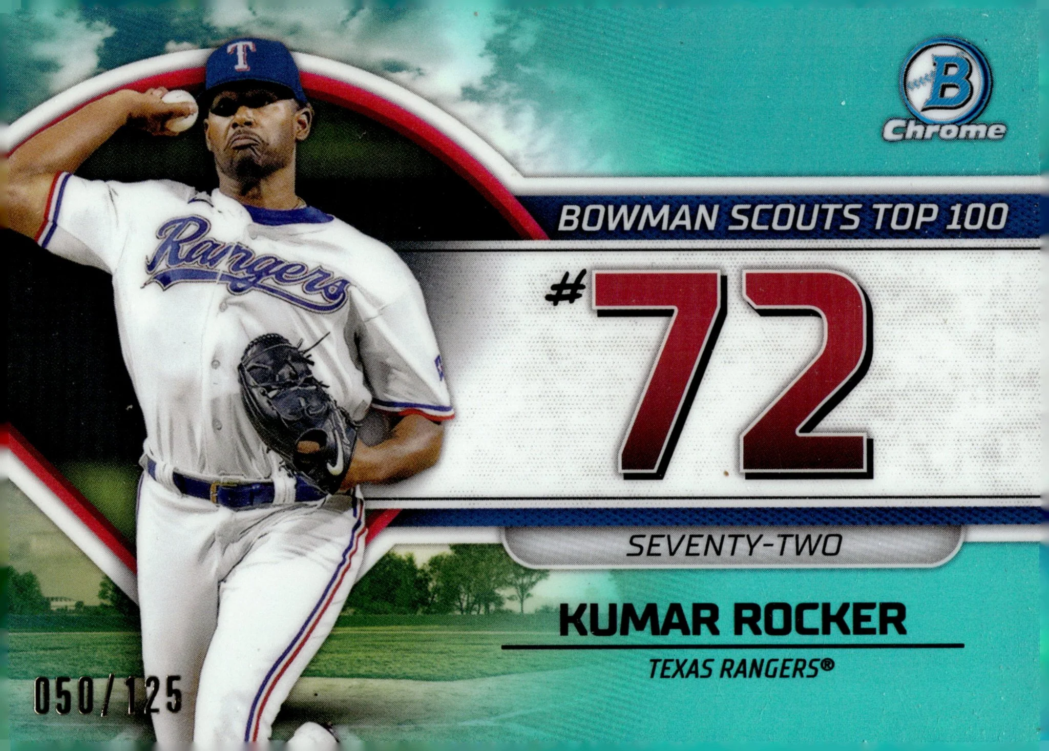 Kumar Rocker 2023 Bowman Chrome Scouts Top 100 Aqua Refractor 050/125 #BTP-72