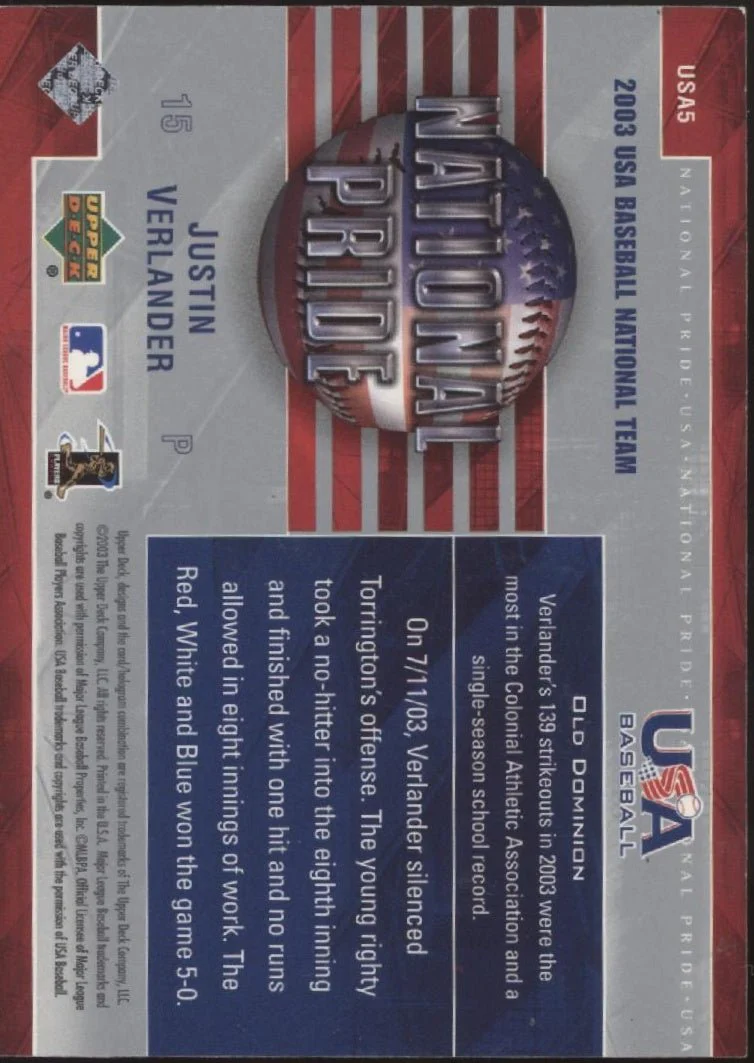 Justin Verlander 2003 Upper Deck National Pride #USA5
