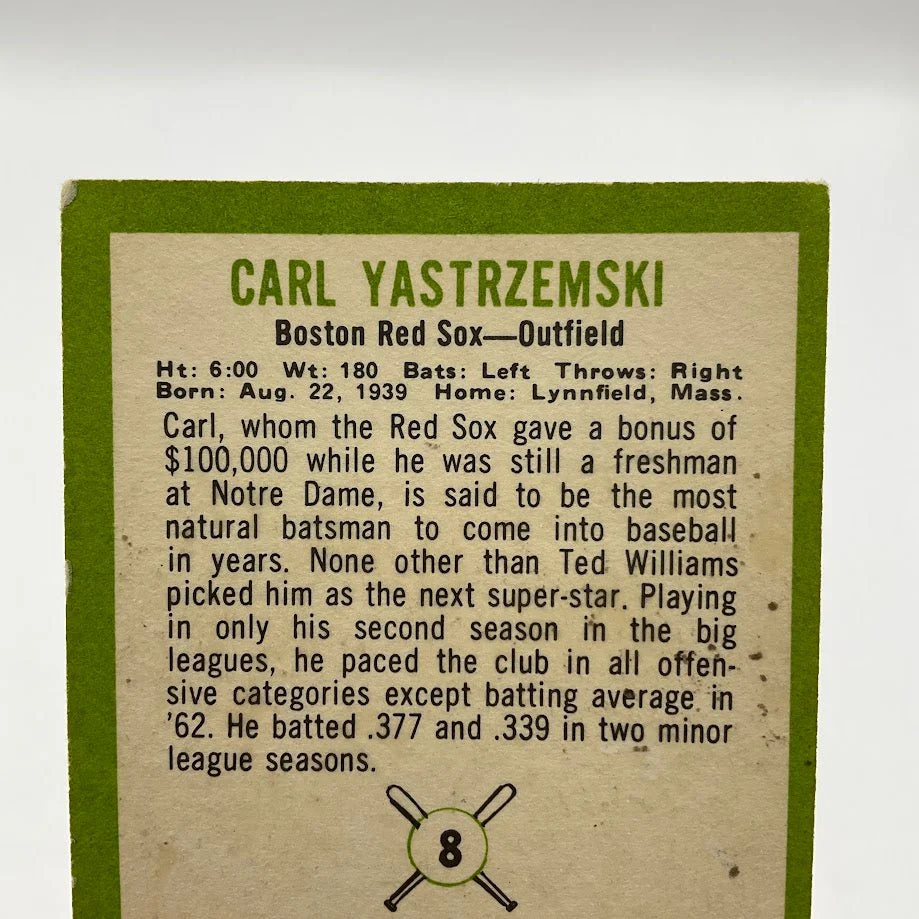 Carl Yastrzemski 1963 Fleer #8 Boston Red Sox VG