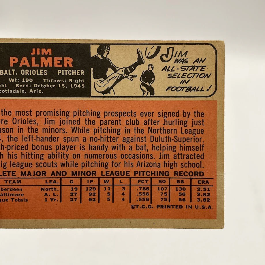 Jim Palmer 1966 Topps RC #126 Baltimore Orioles GD