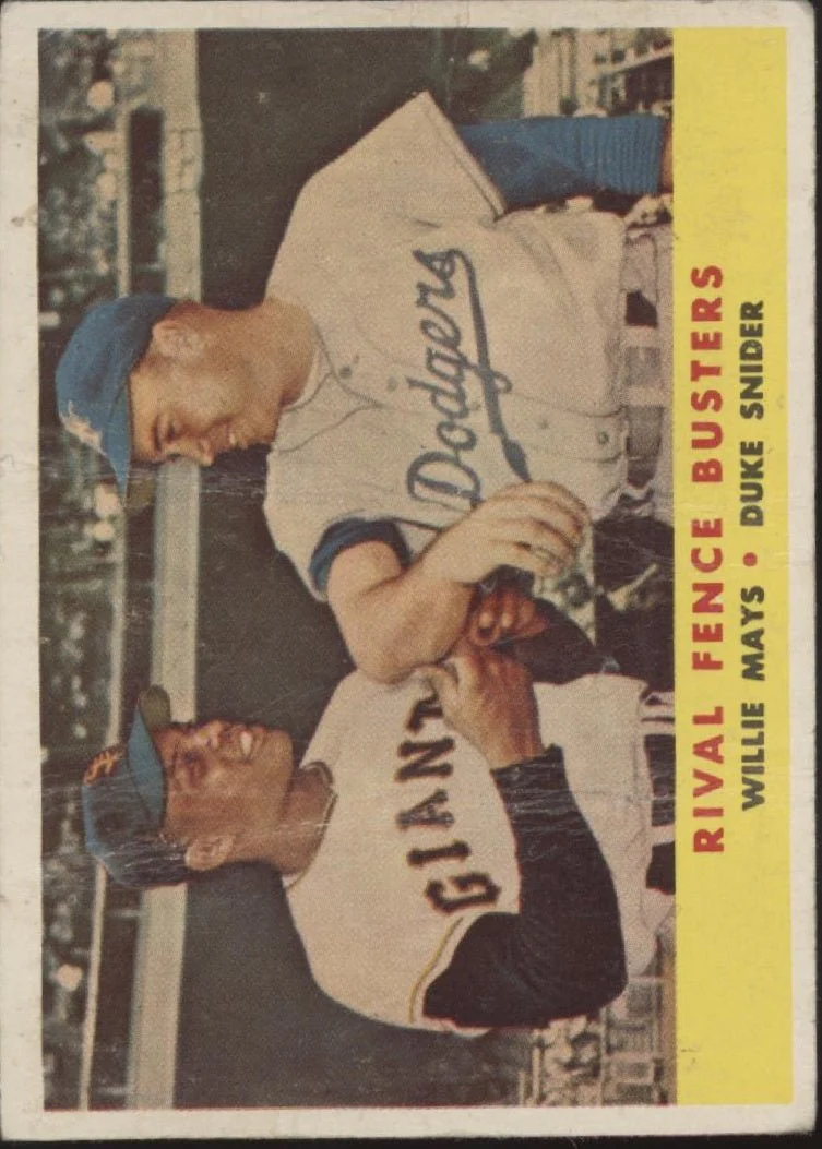 1481-rival-fence-busters-1958-topps-willie-mays-duke-snider-436-pr-1.webp Rival Fence Busters 1958 Topps Willie Mays / Duke Snider #436 PR