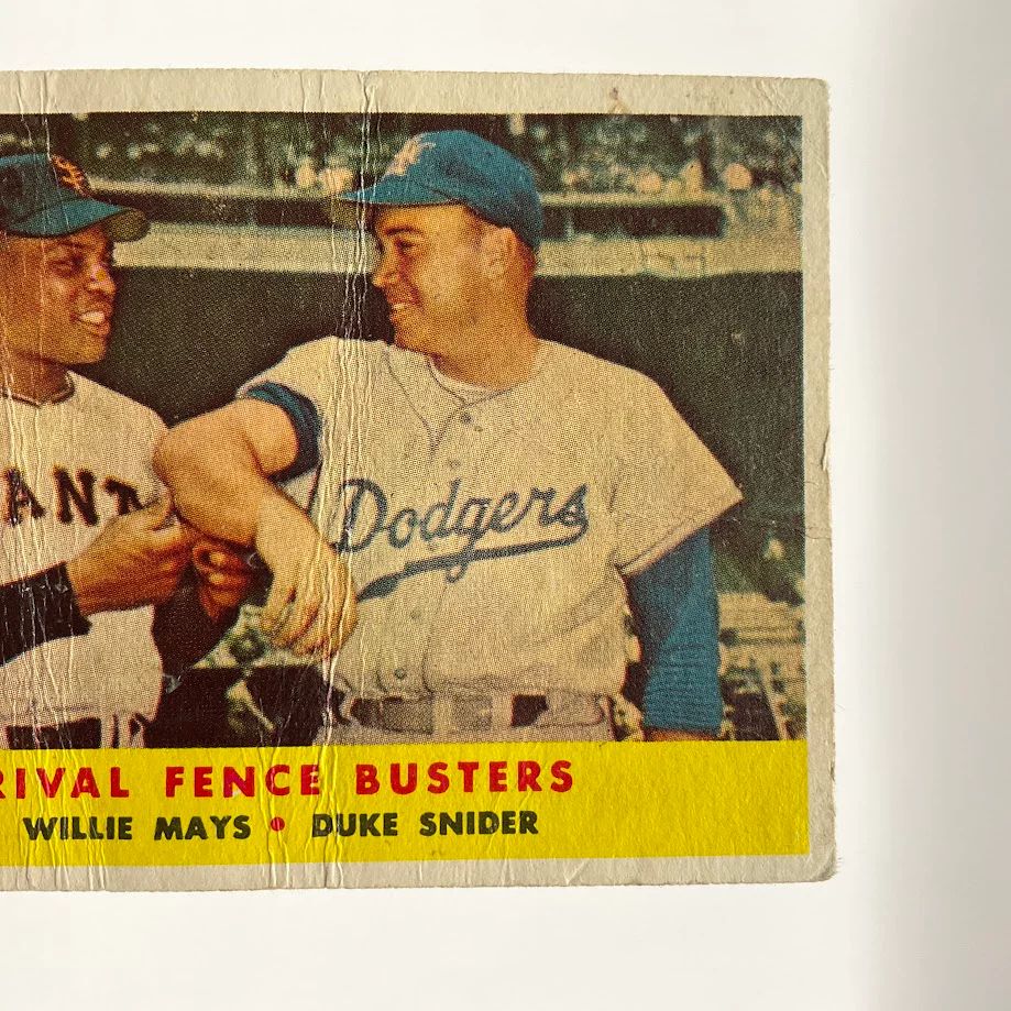 1481-rival-fence-busters-1958-topps-willie-mays-duke-snider-436-pr-3.webp Rival Fence Busters 1958 Topps Willie Mays / Duke Snider #436 PR