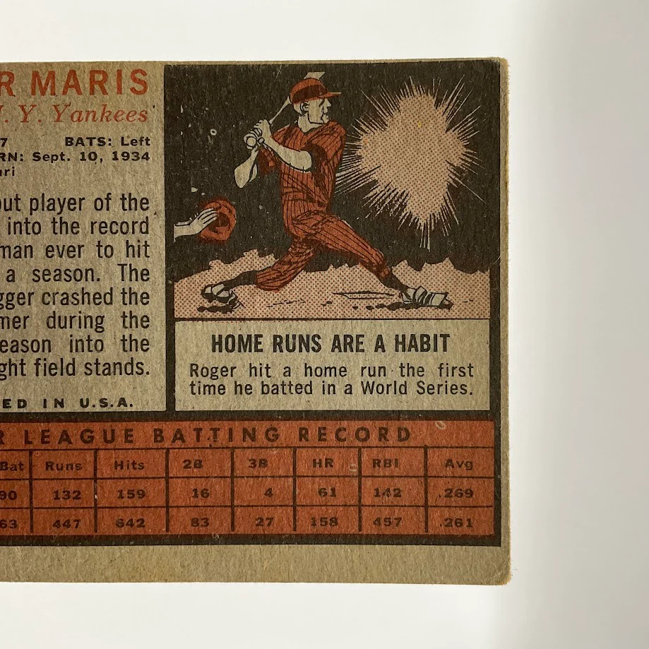 Roger Maris 1962 Topps #1 New York Yankees GD #1
