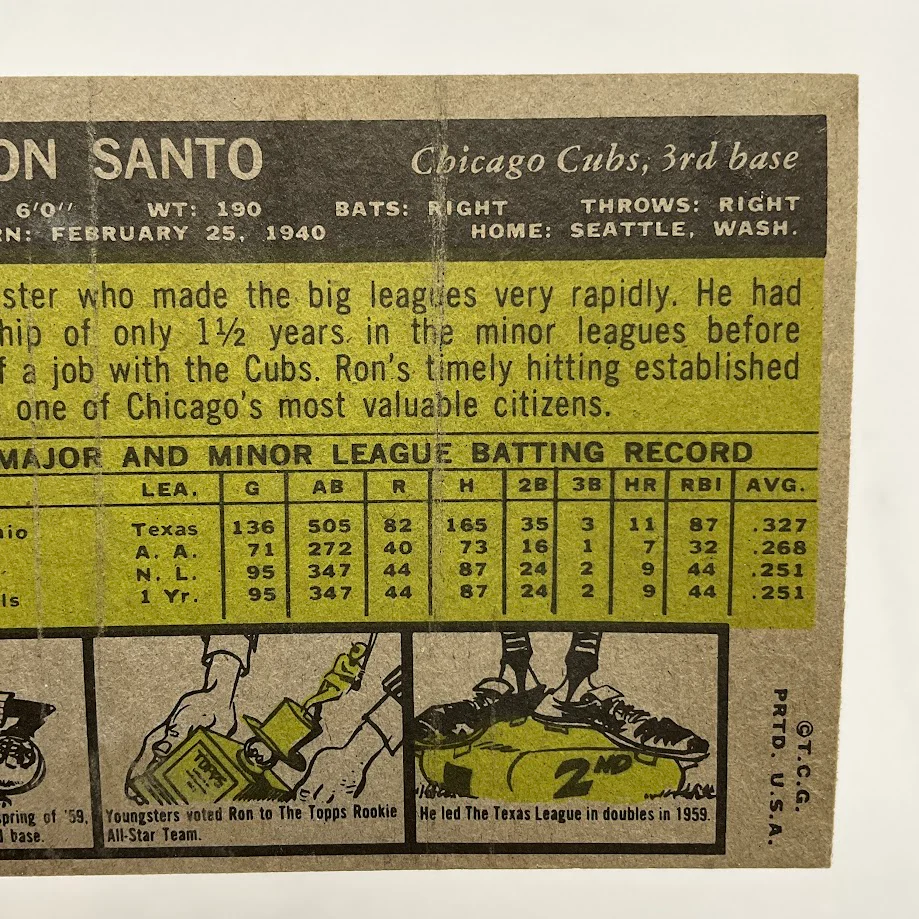 Ron Santo 1961 Topps #35 Chicago Cubs GD