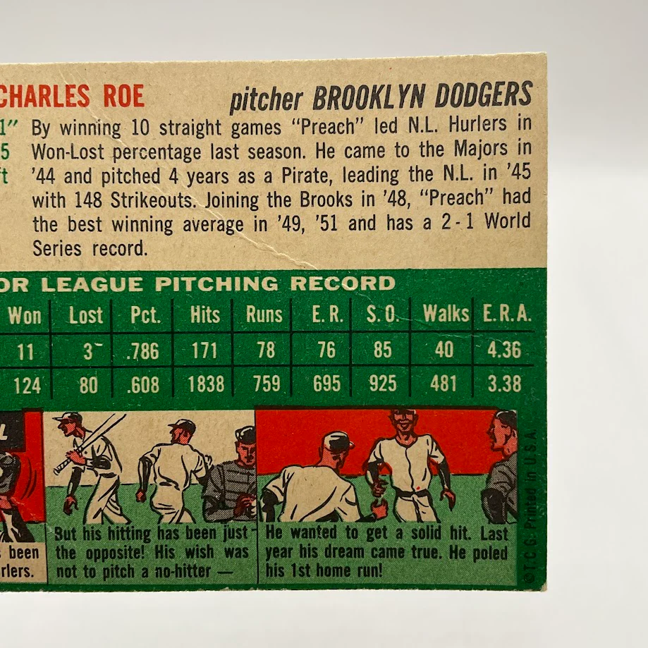 Preacher Roe 1954 Topps #14 Brooklyn Dodgers VG