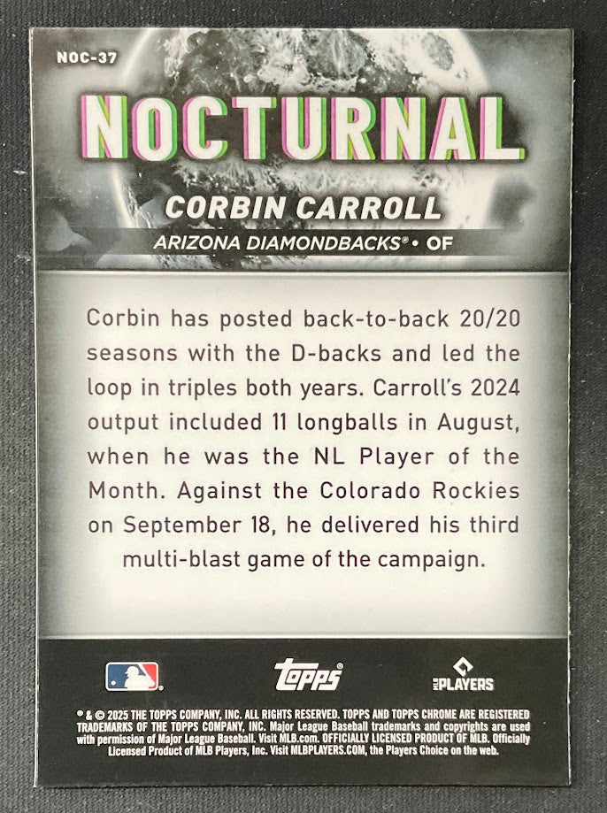 Corbin Carroll 2025 Topps Chrome Black Nocturnal Refractor #NOC-37